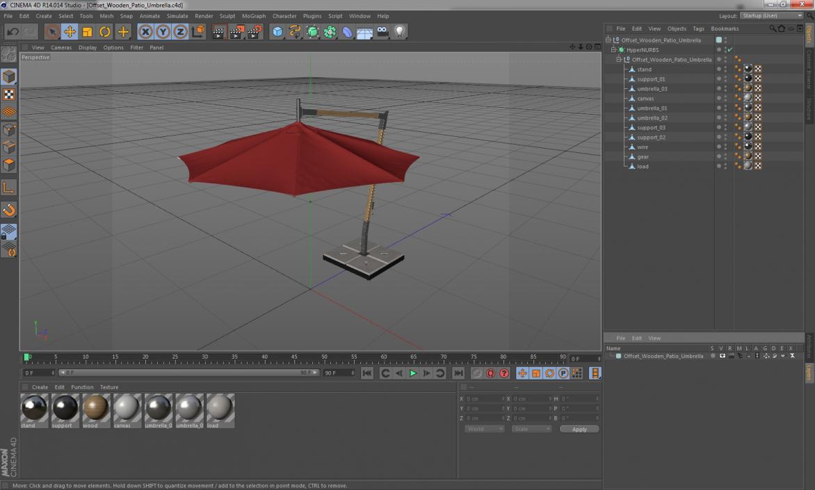 3D Offset Wooden Patio Umbrella model