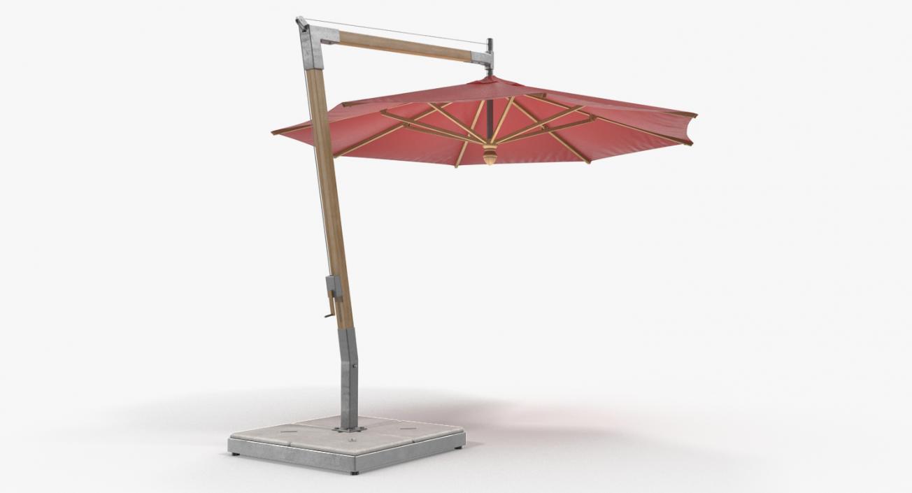 3D Offset Wooden Patio Umbrella model