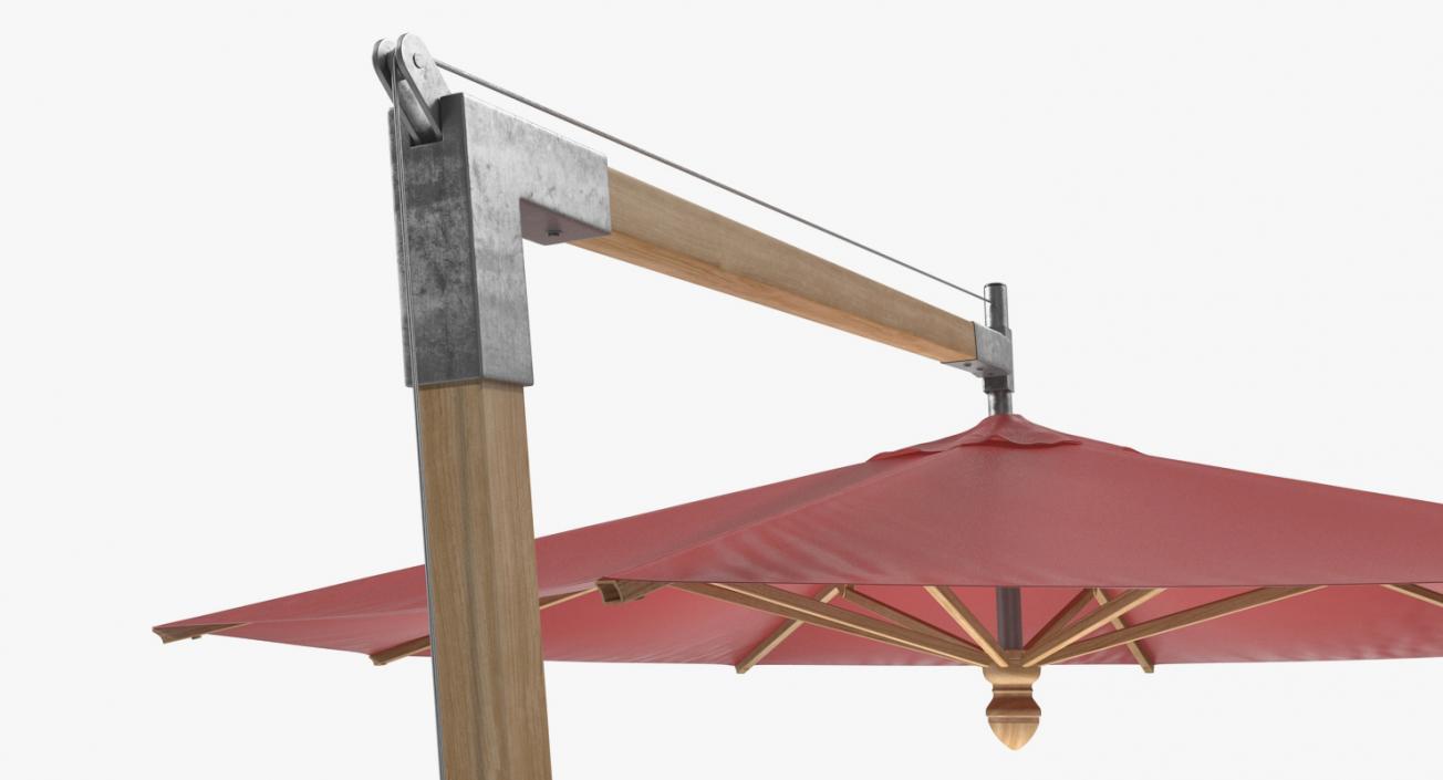 3D Offset Wooden Patio Umbrella model