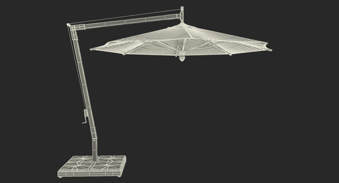 3D Offset Wooden Patio Umbrella model