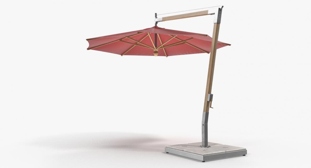 3D Offset Wooden Patio Umbrella model