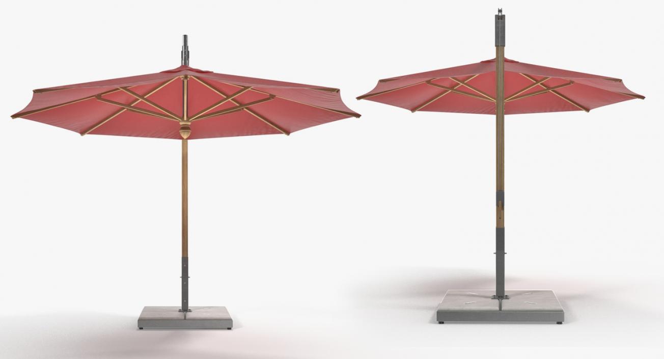 3D Offset Wooden Patio Umbrella model