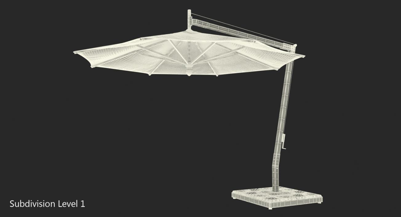 3D Offset Wooden Patio Umbrella model