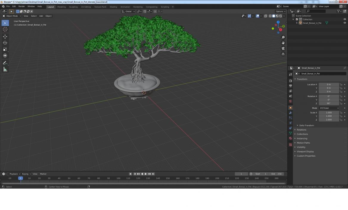 Small Bonsai in Pot 3D model