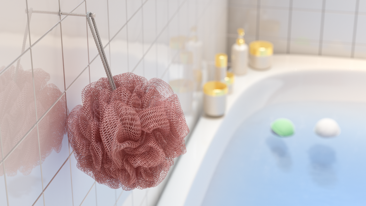 3D Mesh Bath Sponge with Hang Rope