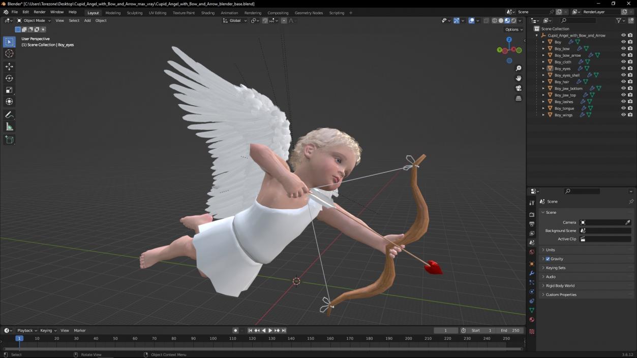 3D model Cupid Angel with Bow and Arrow