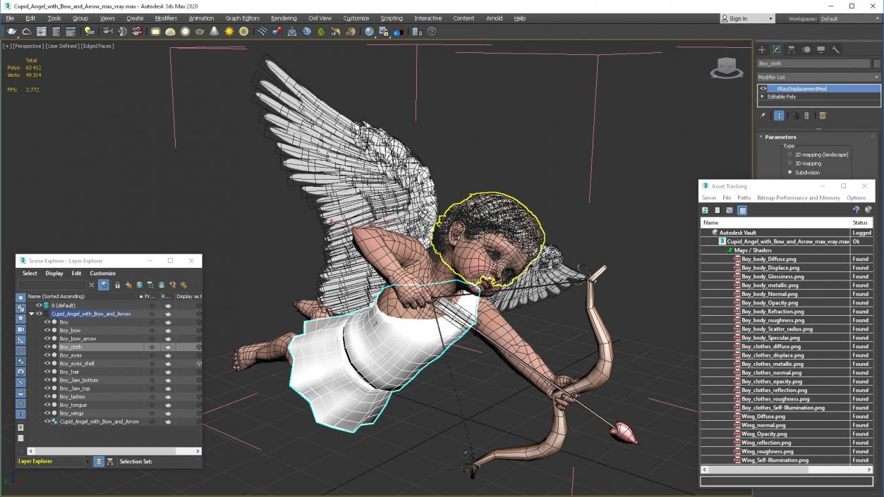 3D model Cupid Angel with Bow and Arrow