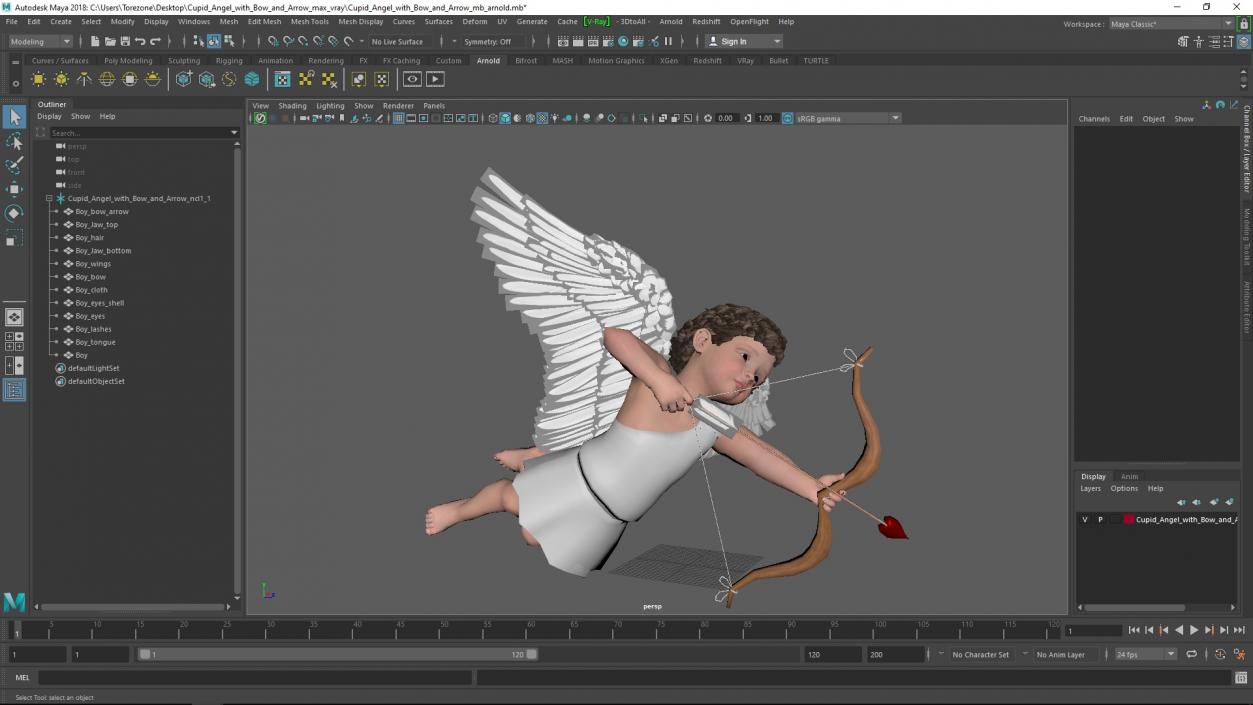 3D model Cupid Angel with Bow and Arrow