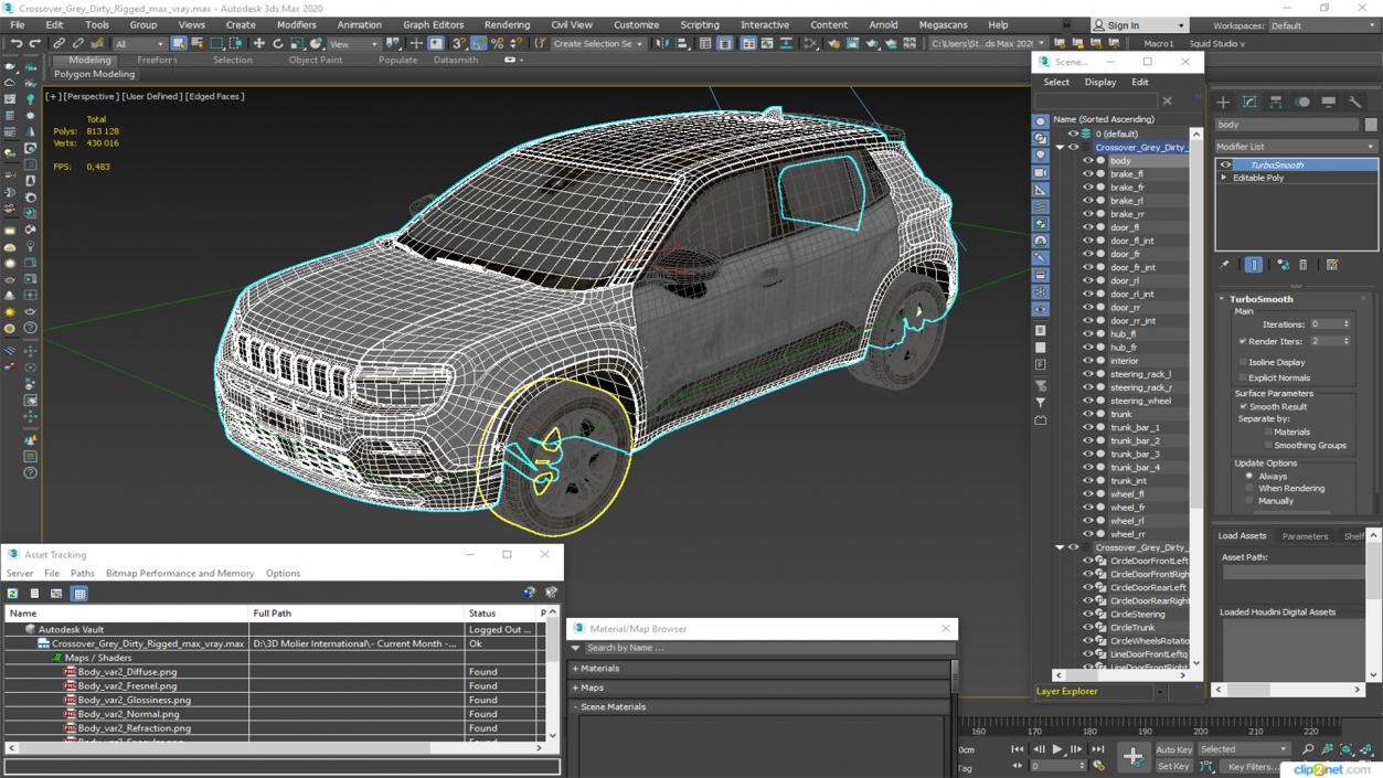 3D Crossover Grey Dirty Rigged for Maya