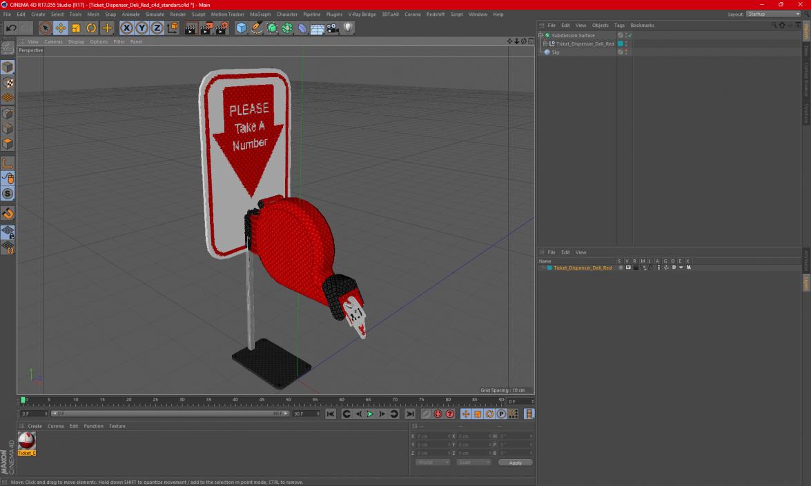 3D model Ticket Dispenser Deli Red