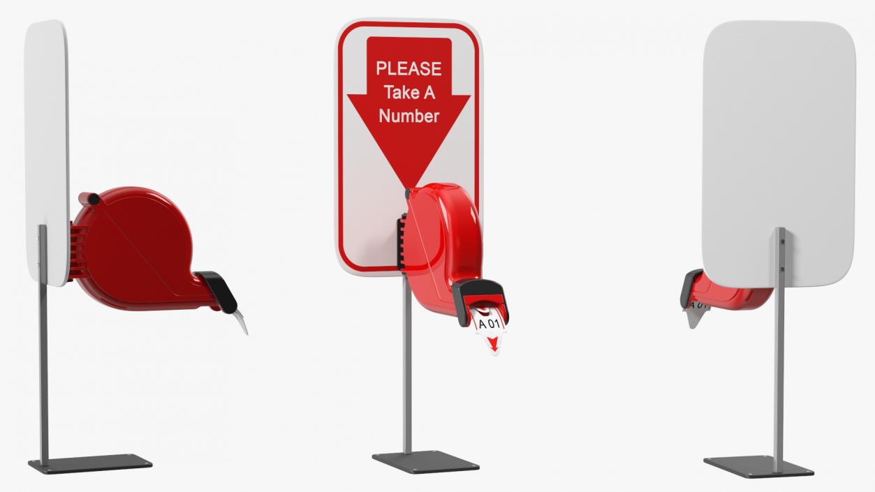 3D model Ticket Dispenser Deli Red