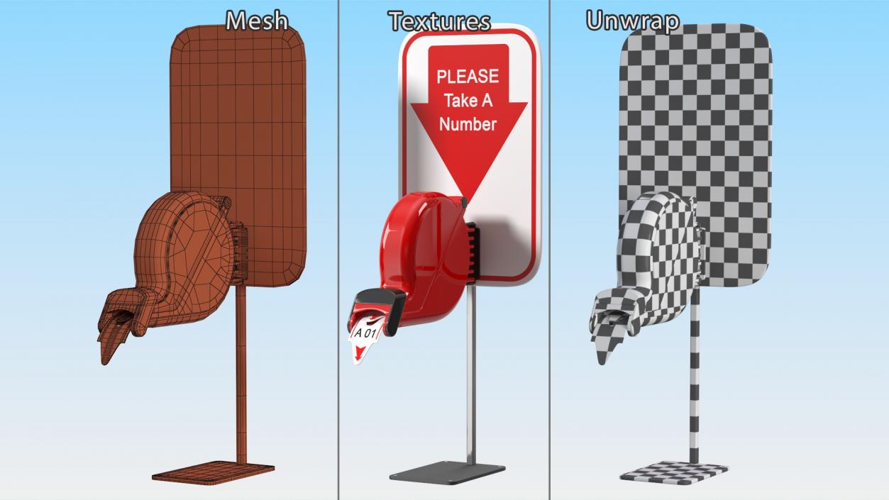 3D model Ticket Dispenser Deli Red