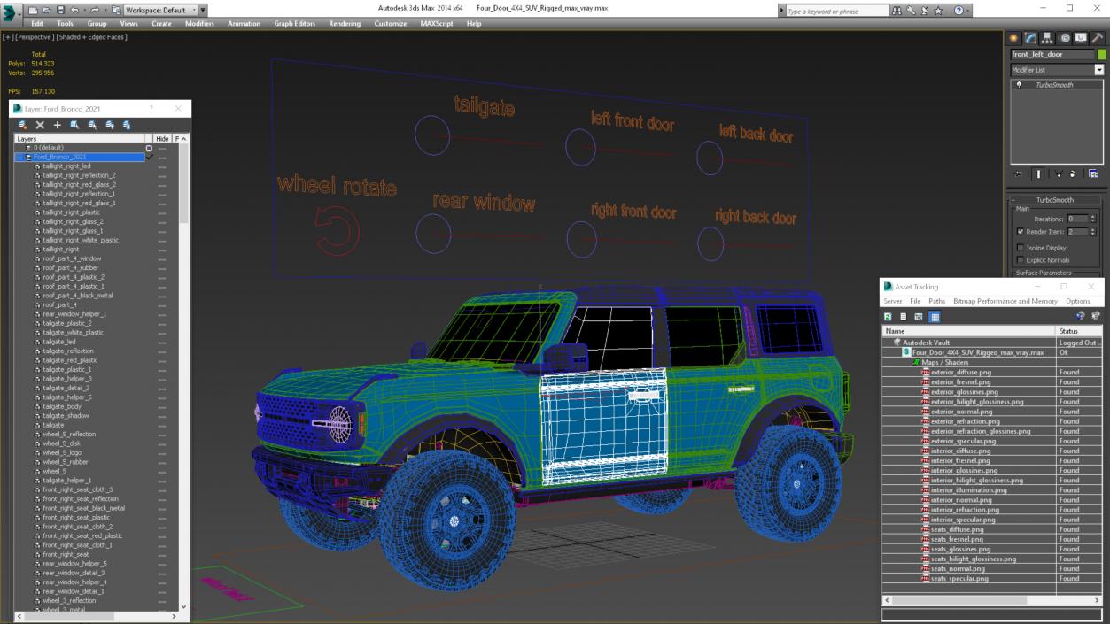 Four Door 4X4 SUV Rigged 3D model