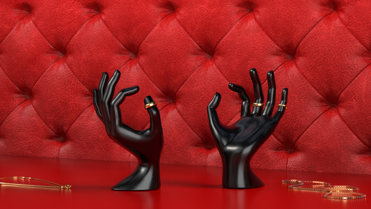 OK Hand Jewelry Stand Black 3D