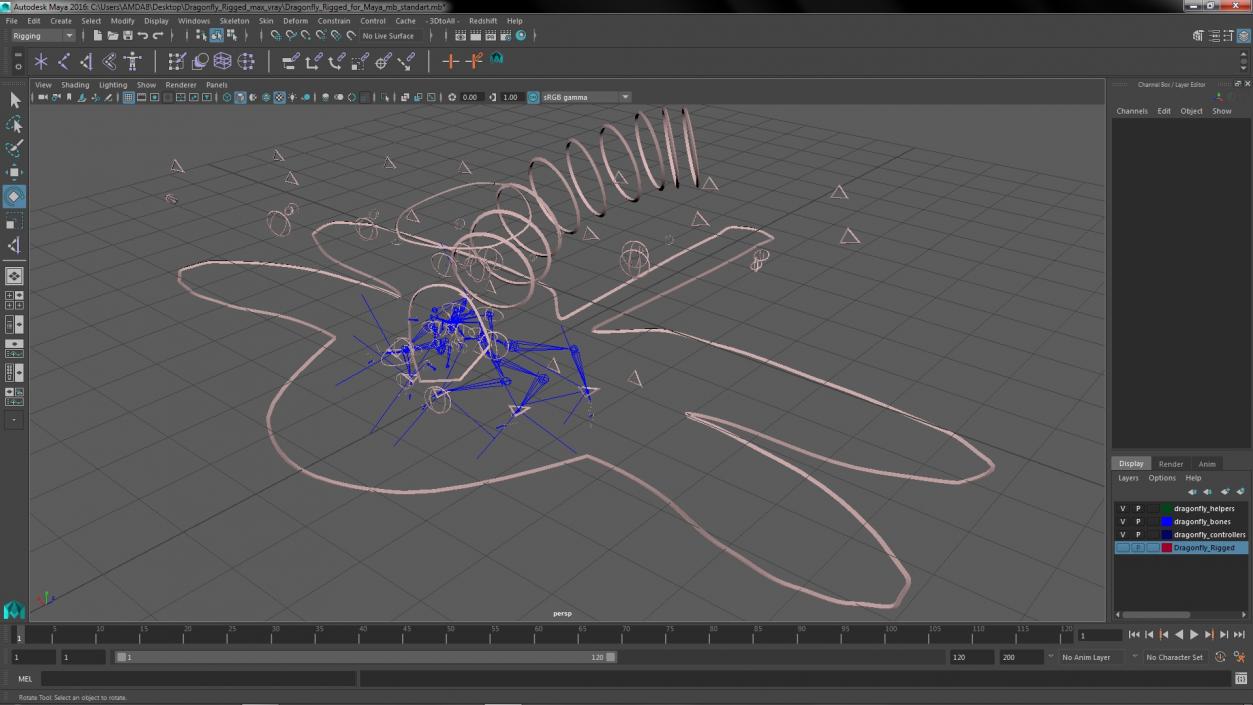 3D model Dragonfly Rigged for Maya