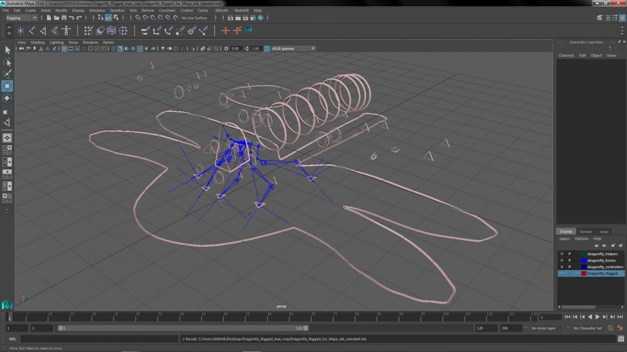 3D model Dragonfly Rigged for Maya