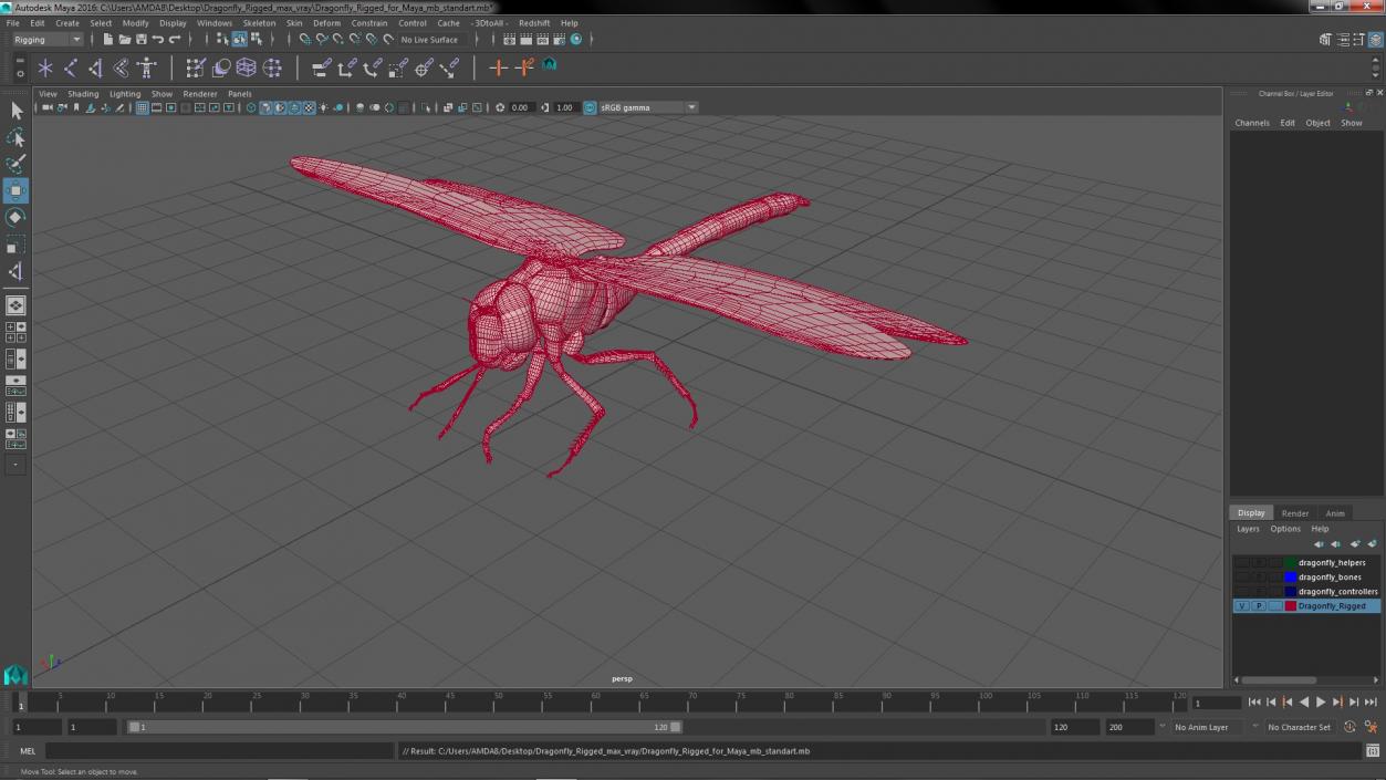 3D model Dragonfly Rigged for Maya