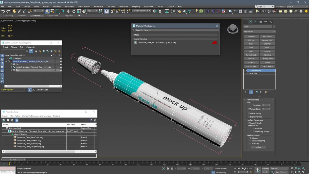 3D model Medical Aluminum Ointment Tube Mock Up 2