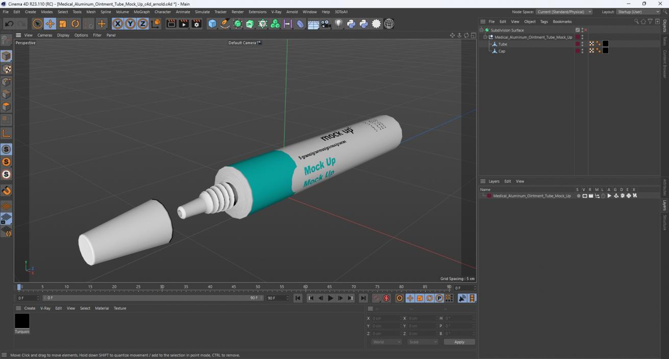 3D model Medical Aluminum Ointment Tube Mock Up 2