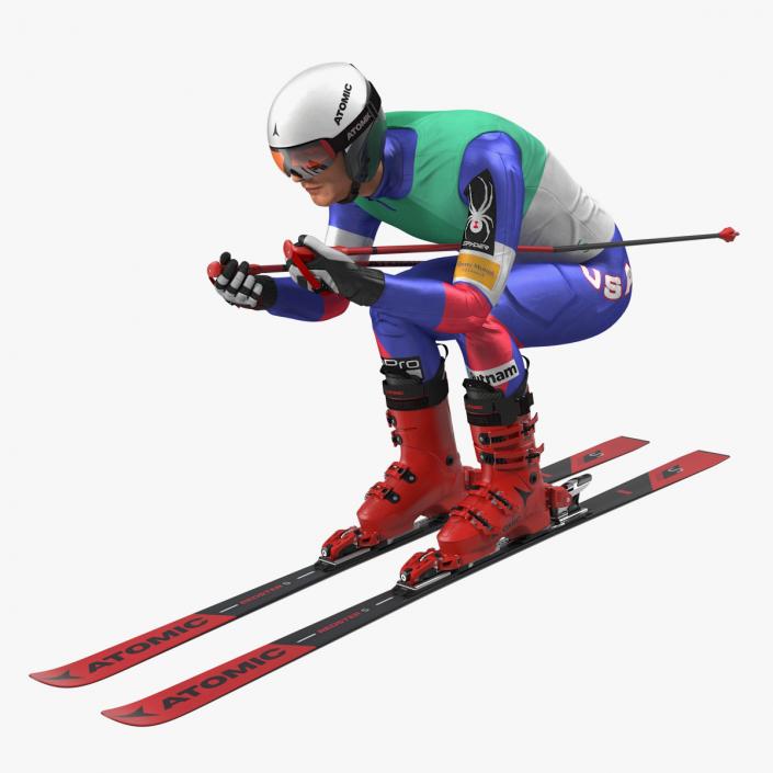 3D Skier Slide Down Pose