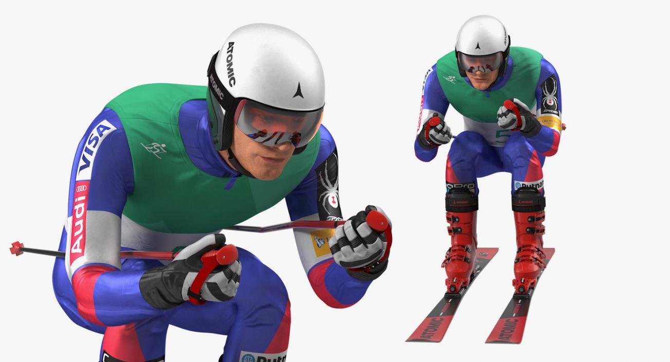3D Skier Slide Down Pose