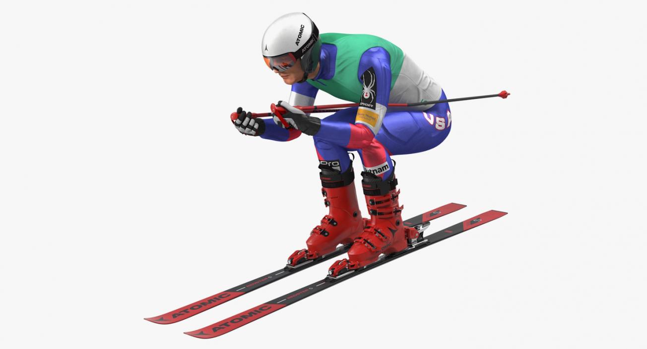 3D Skier Slide Down Pose