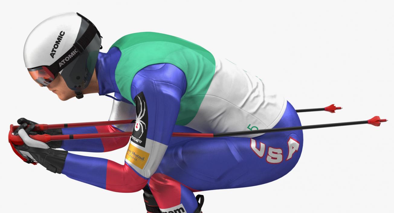 3D Skier Slide Down Pose