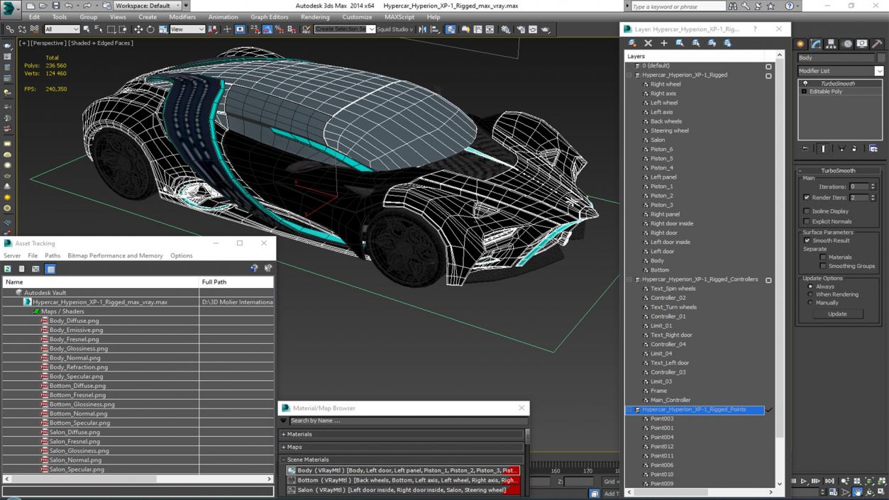 Hypercar Hyperion XP-1 Rigged 3D model