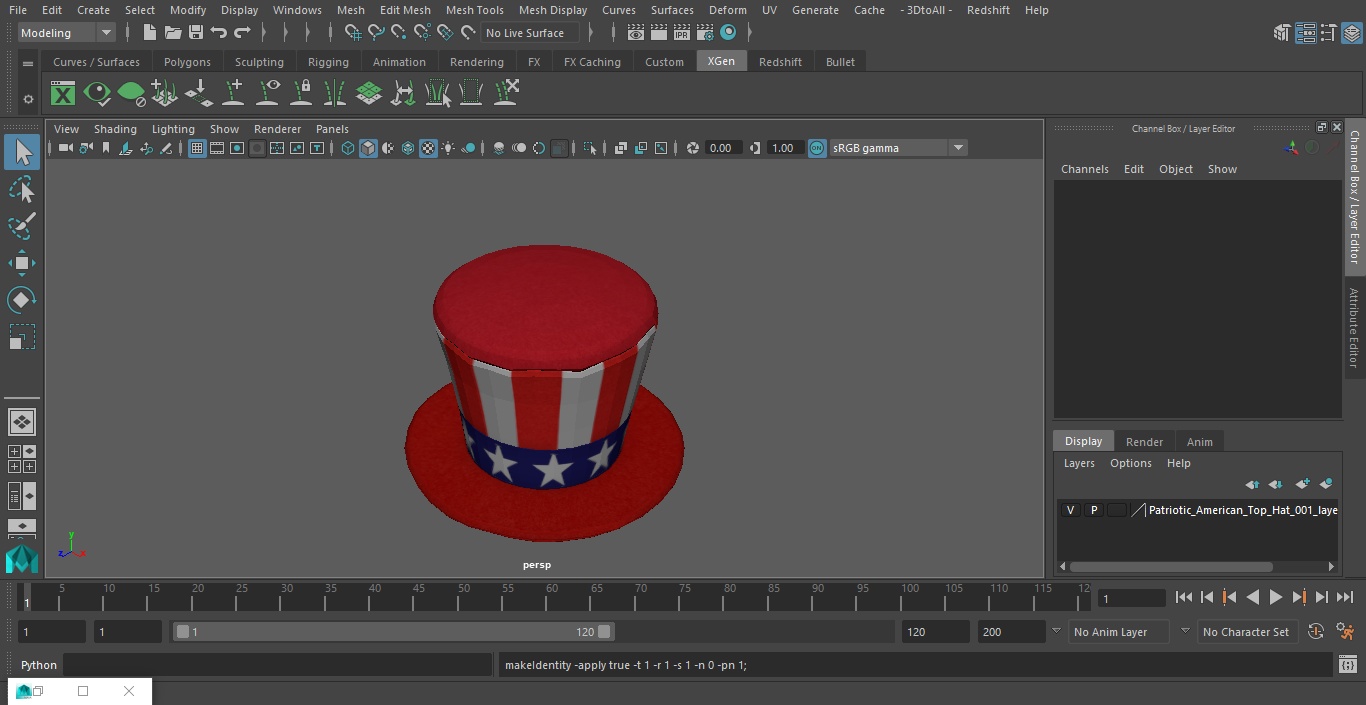 3D Patriotic American Top Hat