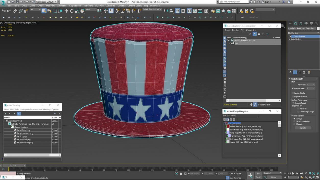 3D Patriotic American Top Hat