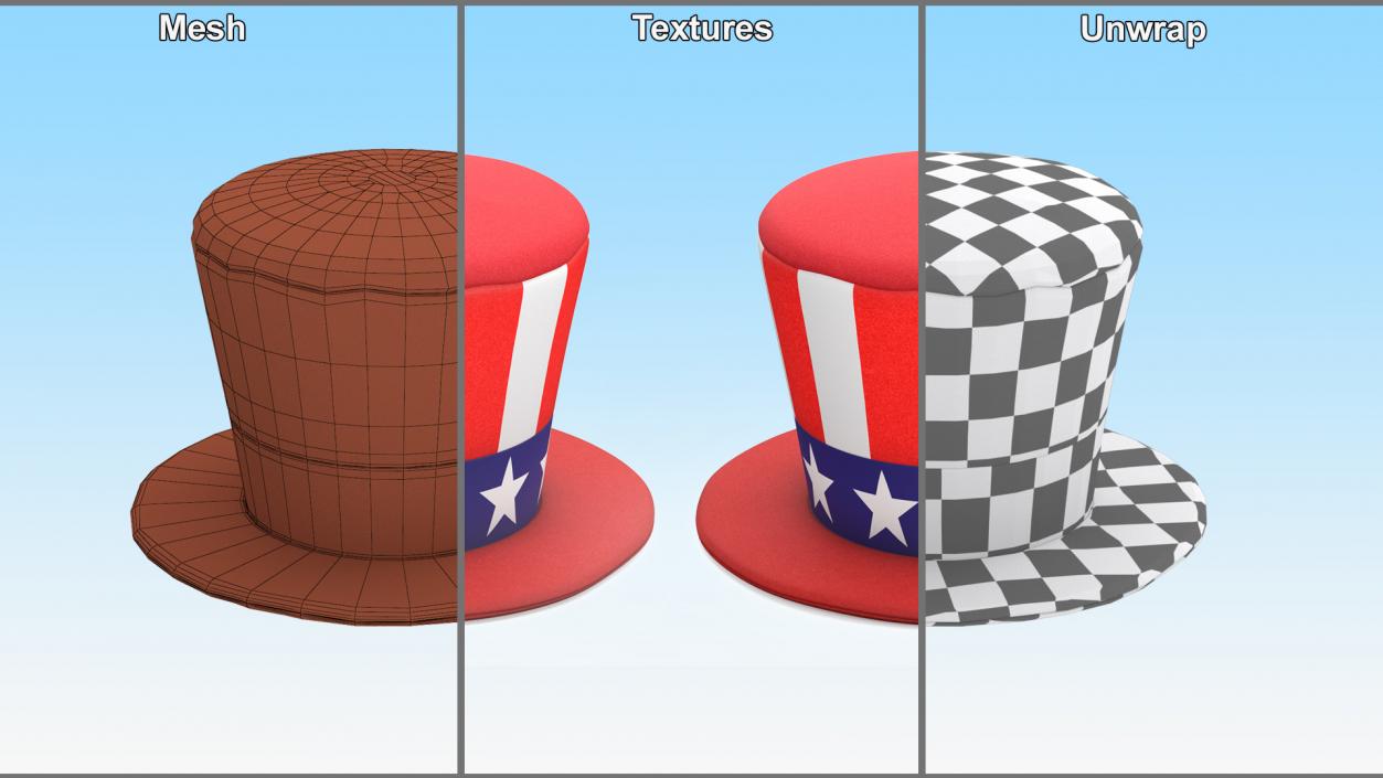 3D Patriotic American Top Hat