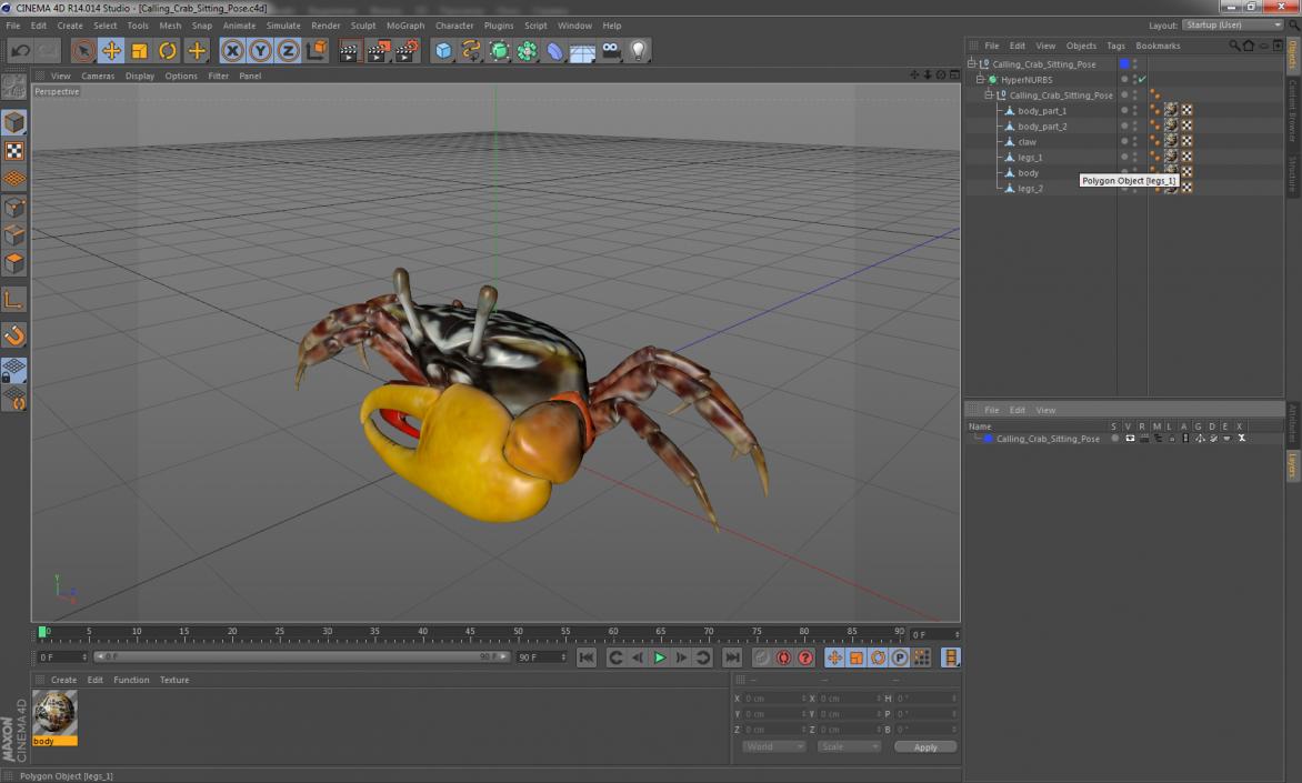 3D model Calling Crab Sitting Pose