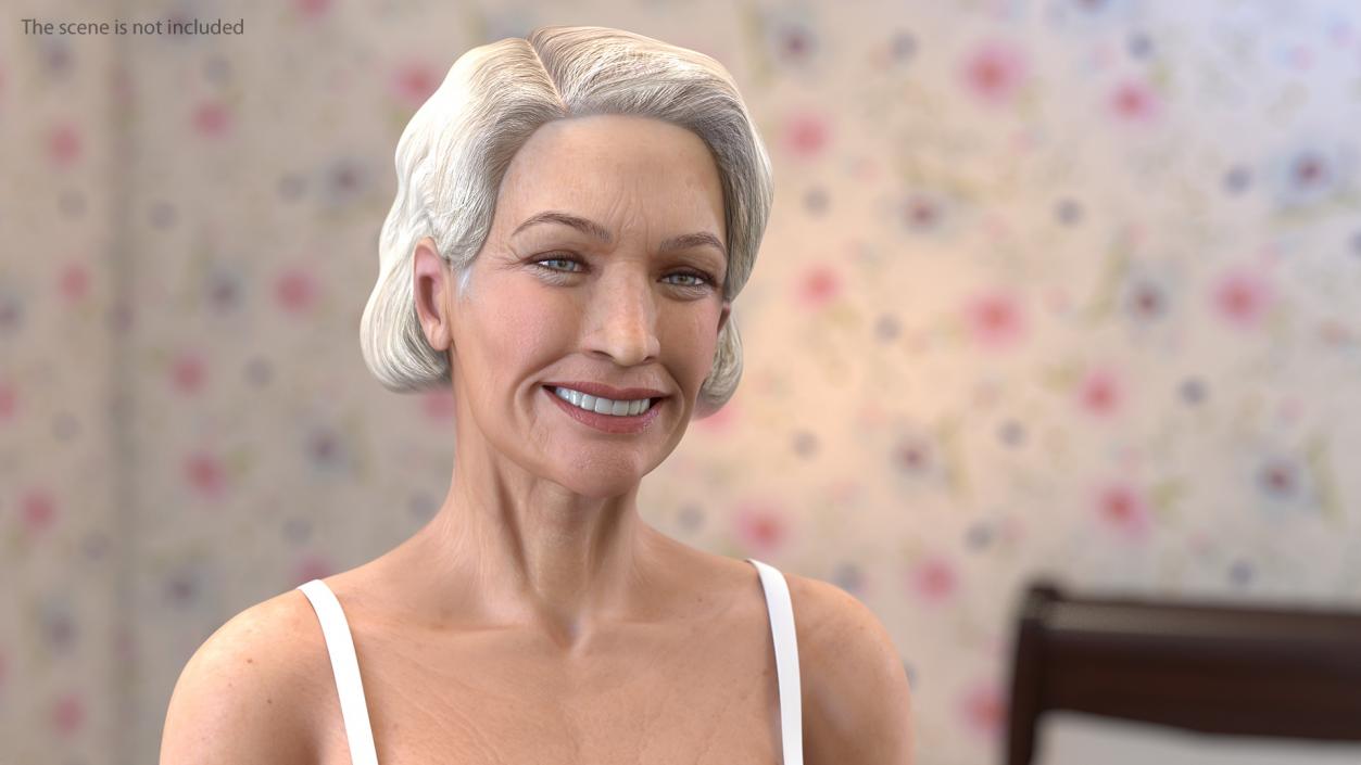 3D Elderly Woman in Sleepwear