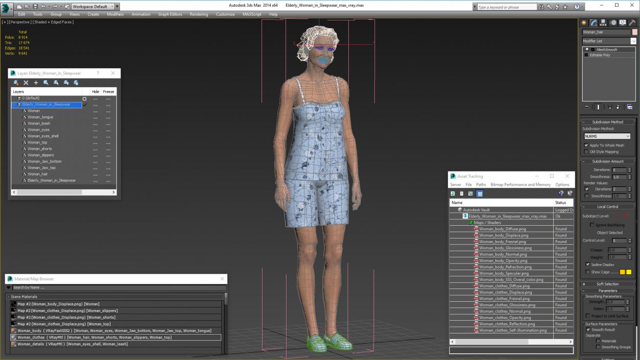 3D Elderly Woman in Sleepwear