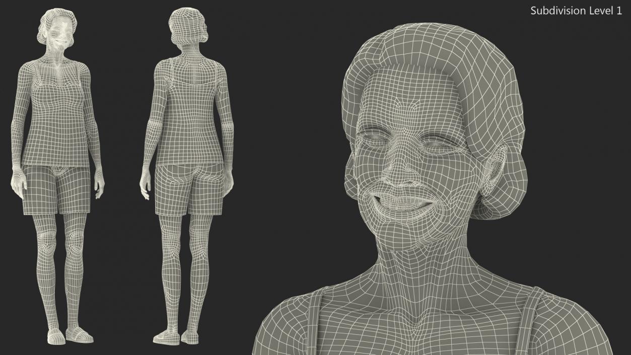 3D Elderly Woman in Sleepwear