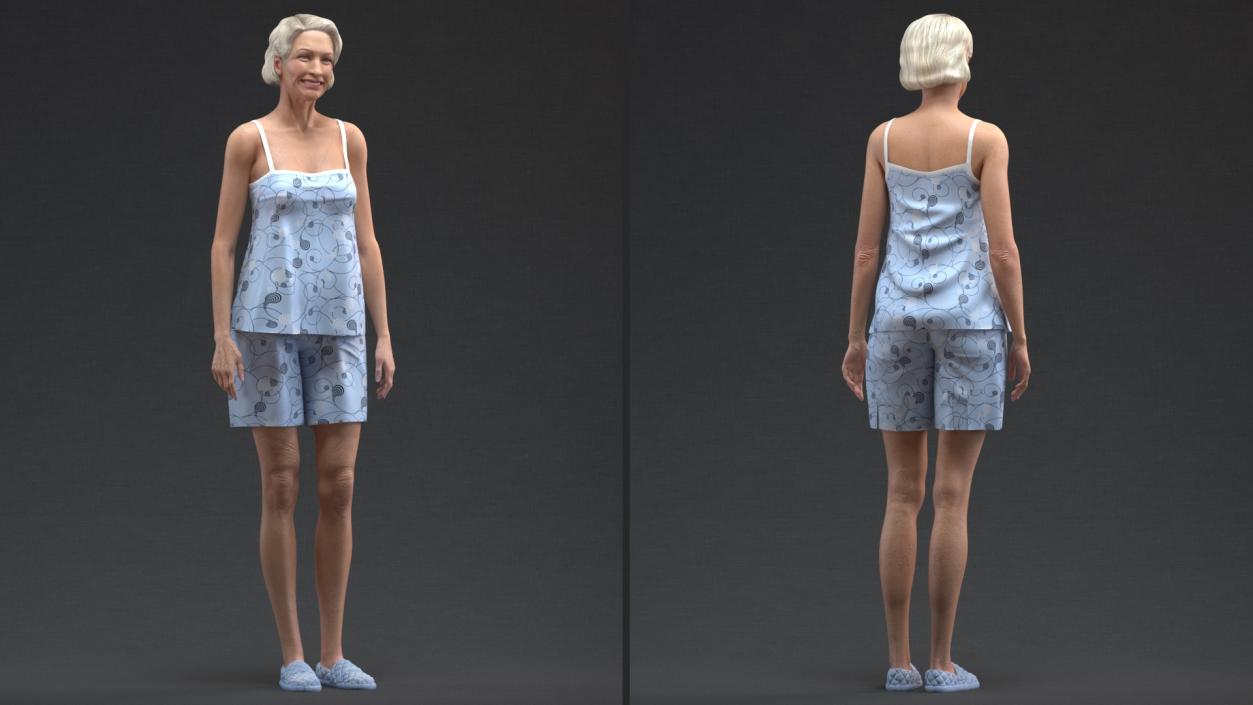 3D Elderly Woman in Sleepwear