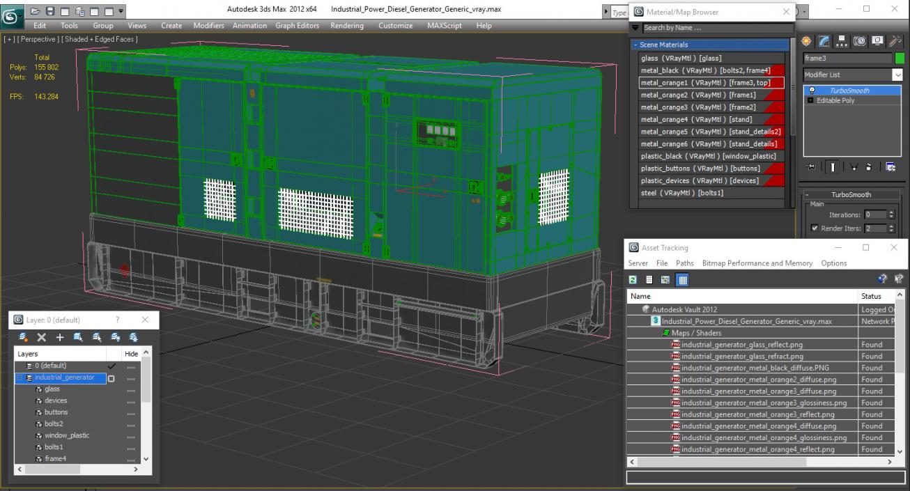 3D Industrial Power Diesel Generator Generic