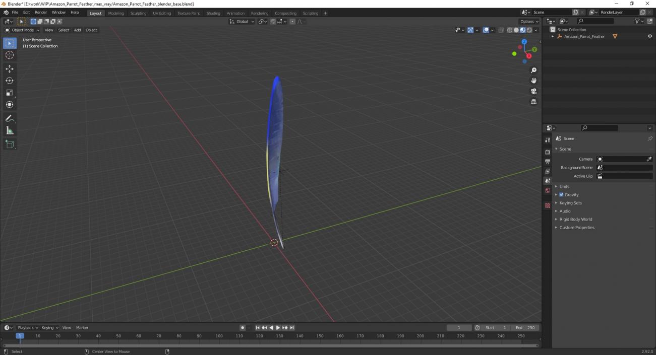 3D Amazon Parrot Feather 2 model