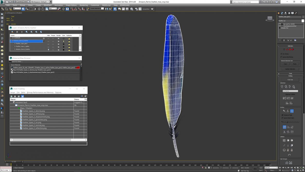 3D Amazon Parrot Feather 2 model