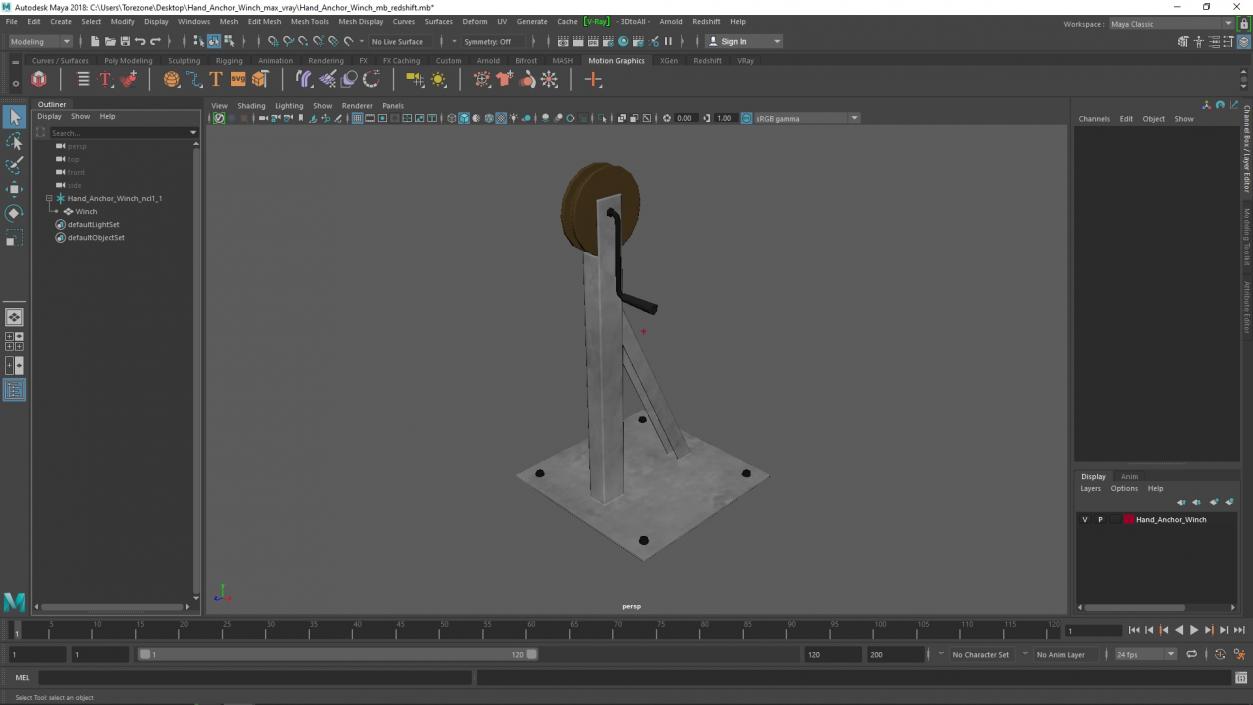 Hand Anchor Winch 2 3D model