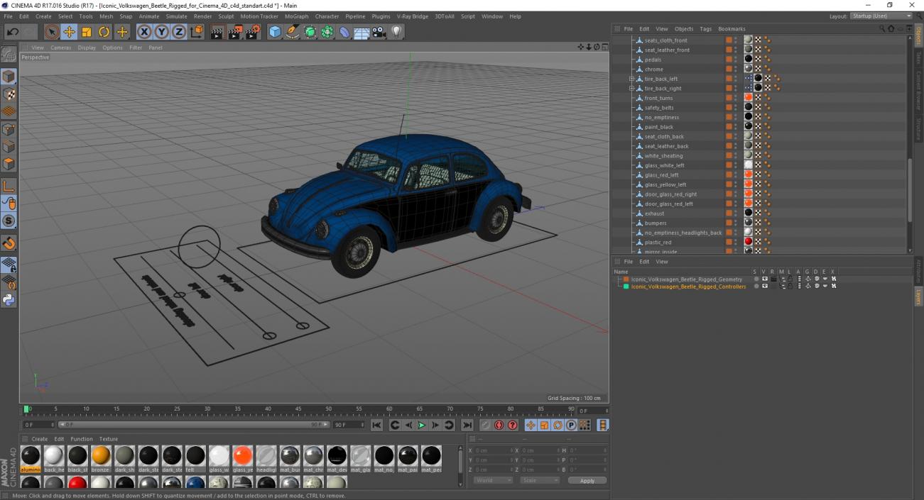 3D model Iconic Volkswagen Beetle Rigged for Cinema 4D