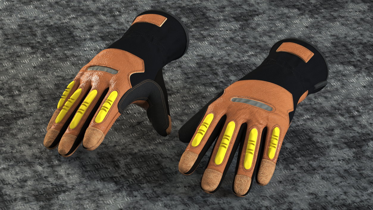 3D model Safety Leather Neoprene Gloves with Knuckle Guards