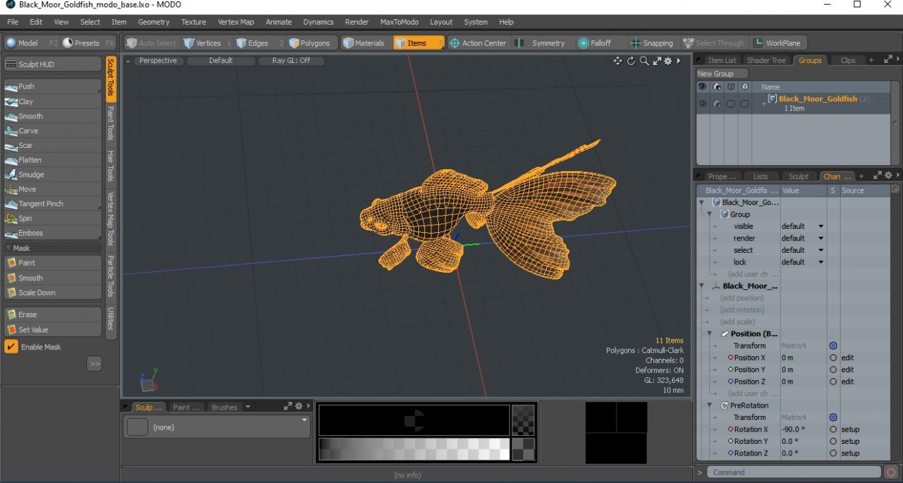 Black Moor Goldfish 3D model