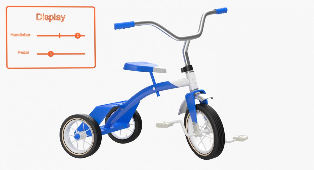 3D Classic Blue Tricycle Generic Rigged