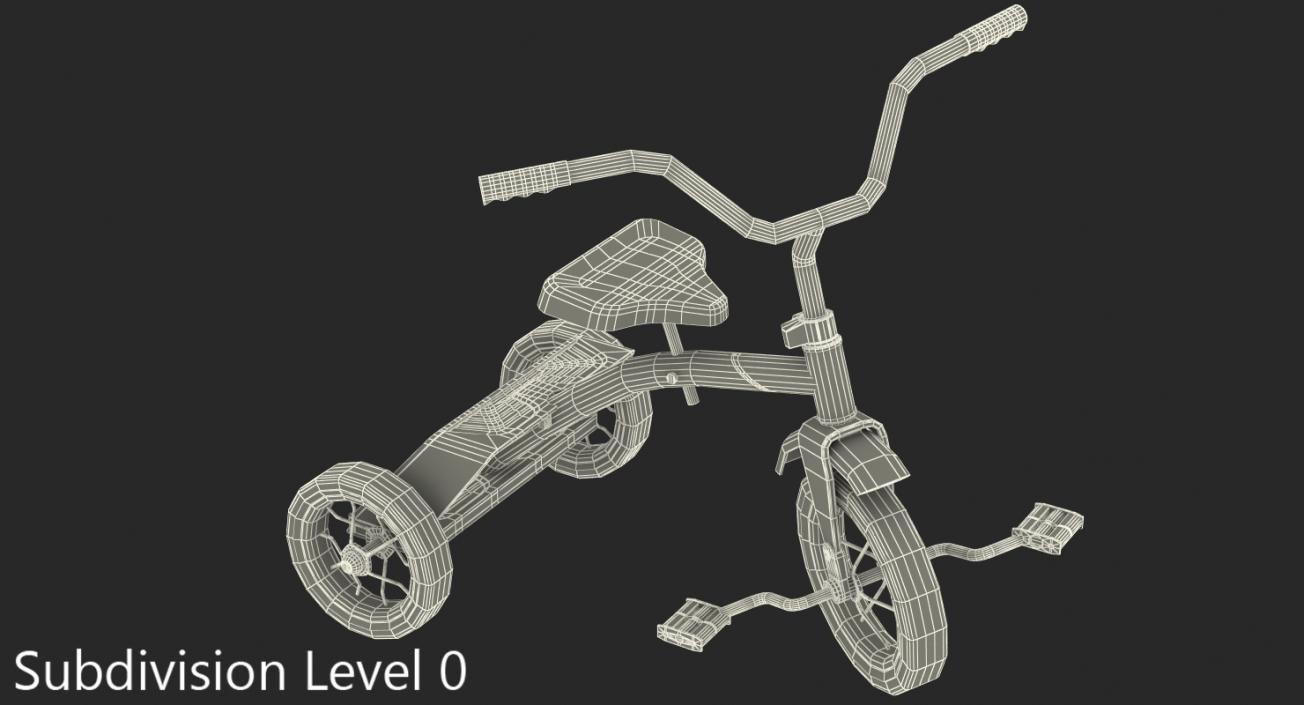 3D Classic Blue Tricycle Generic Rigged