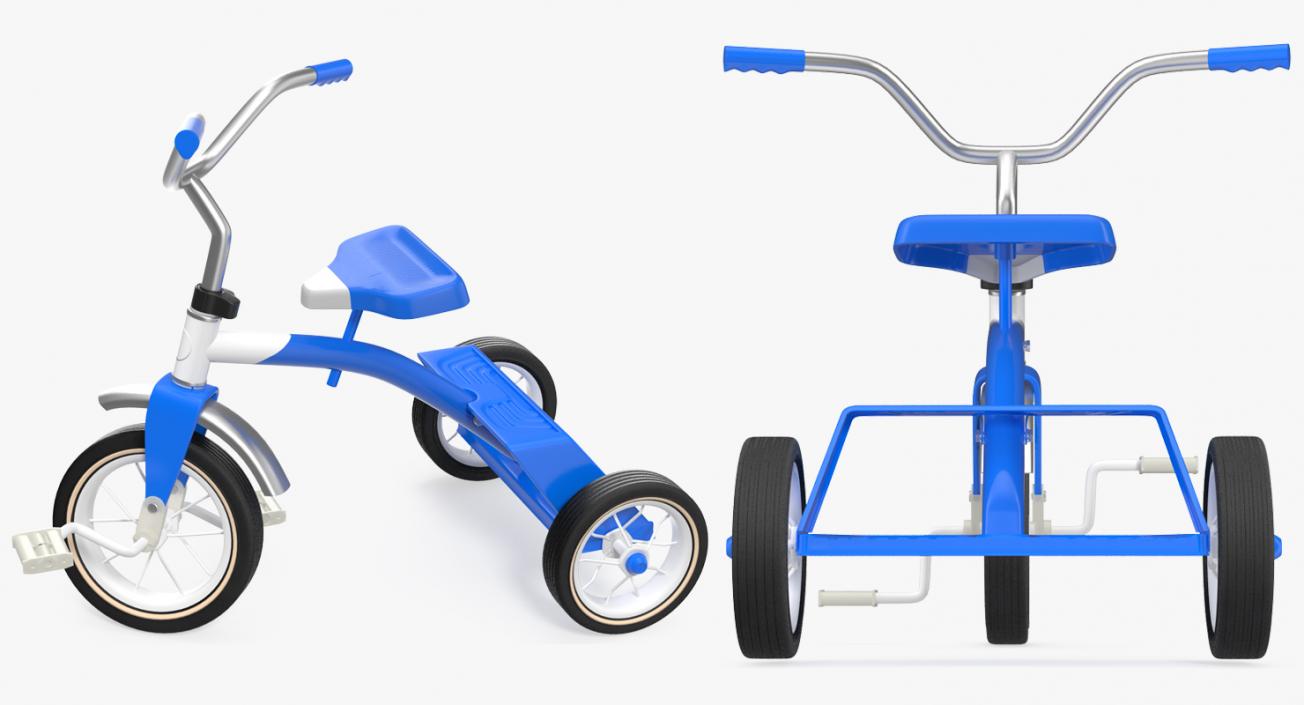 3D Classic Blue Tricycle Generic Rigged