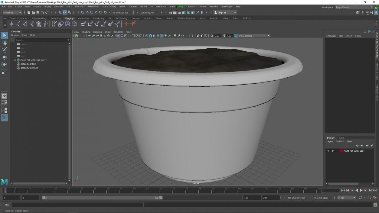 Plant Pot with Soil 3D model