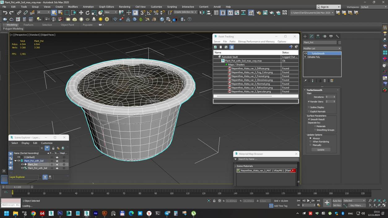 Plant Pot with Soil 3D model