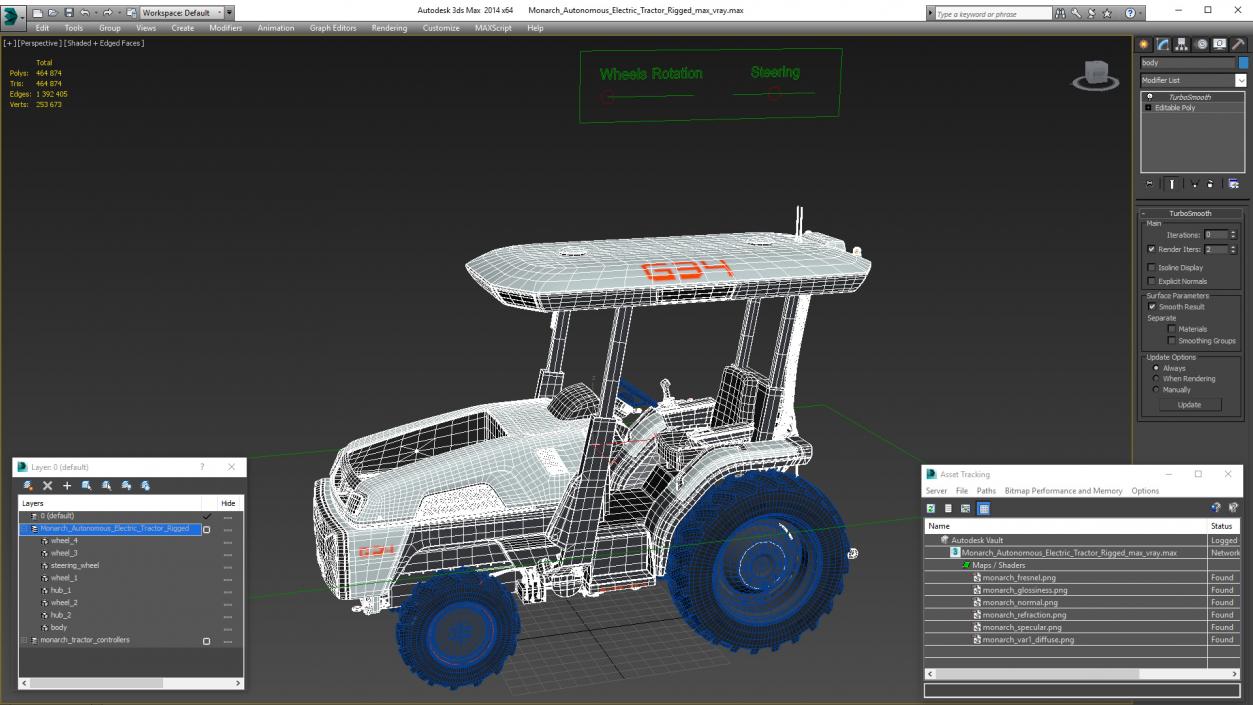 Monarch Autonomous Electric Tractor Rigged 3D