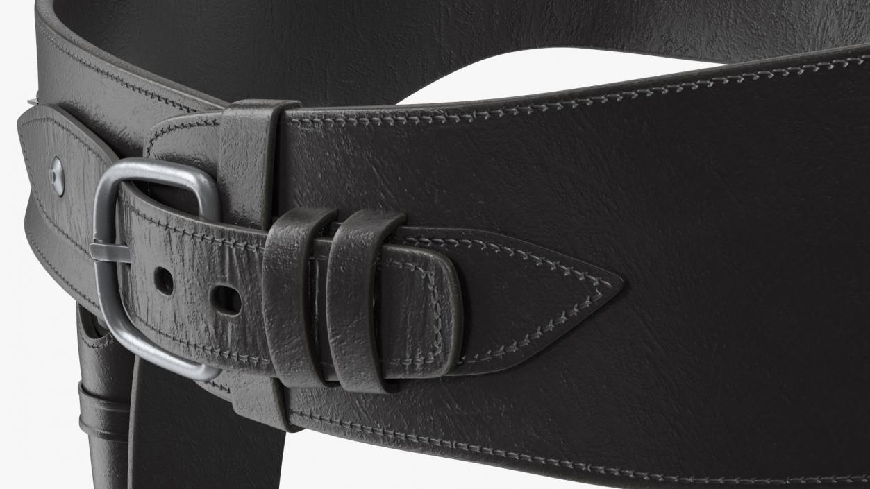 3D Double Gun Belt Black with Revolvers